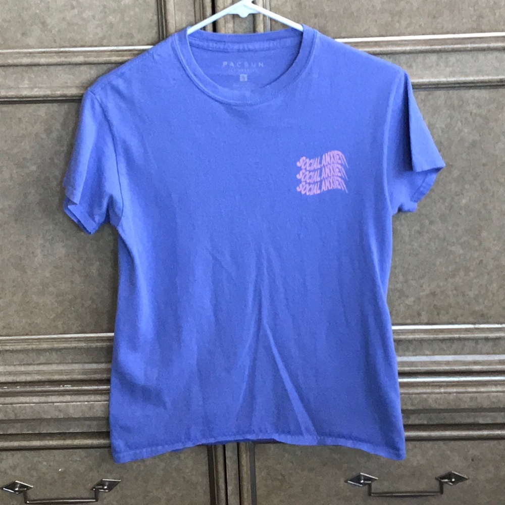 PACSUN SOCIAL ANXIETY BLUE BOYS T-SHIRT